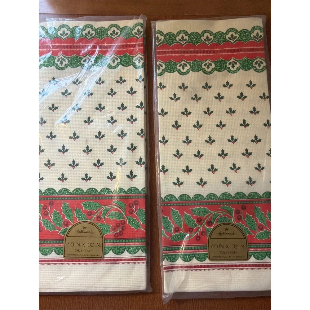 2 NOS Hallmark Christmas Paper Table Covers 60